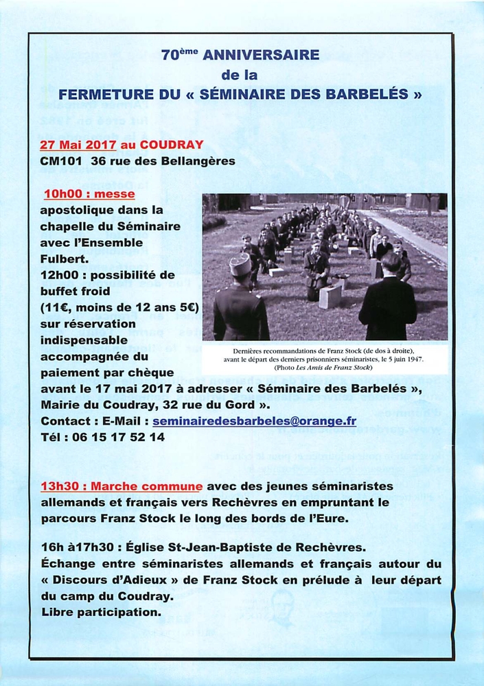 70. Jahrestag Schliessung Stacheldrahtseminar Information (fr)